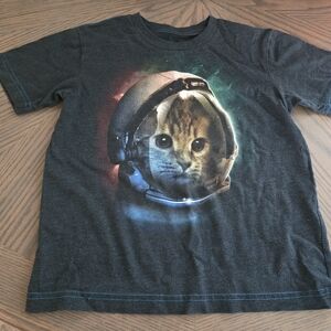 Cat Astronaut TShirt Space Graphic Tee Funny Sci Fi Cat Lover Gift Kids XS Gray